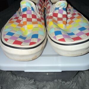 Vans Kids Rainbow Checkered Slip-On Sneakers